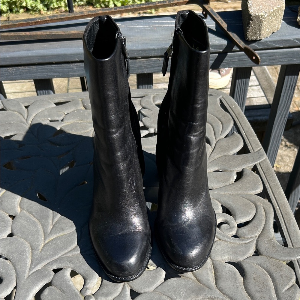 Sam Edelman Reyes Black Leather Heeled Boots
